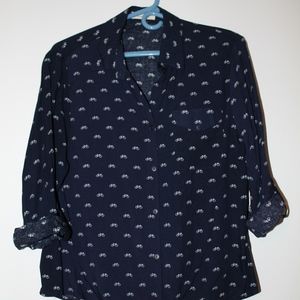 Navy Bicycle Print Button Up Shirt